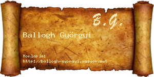 Ballogh Györgyi névjegykártya